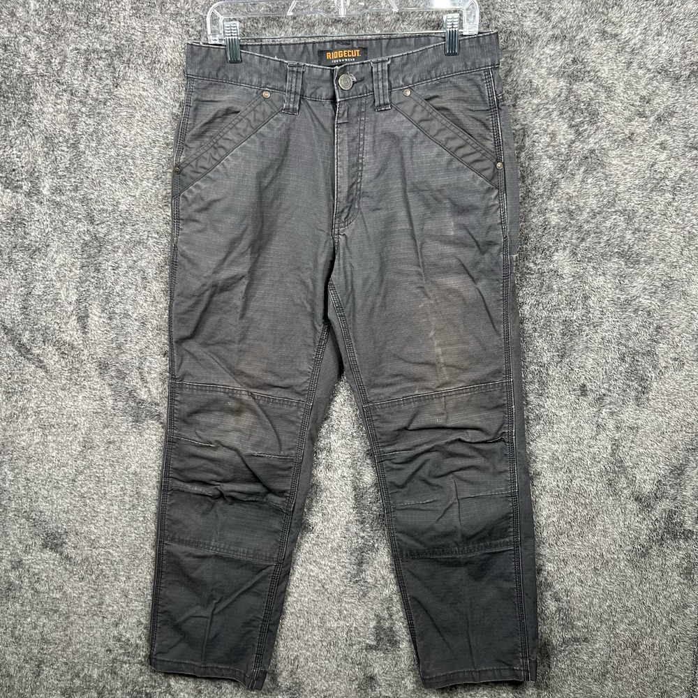 Ridgecut Pants Mens 33x29 Canvas Toughwear Double Knee Workwear Carpenter Black